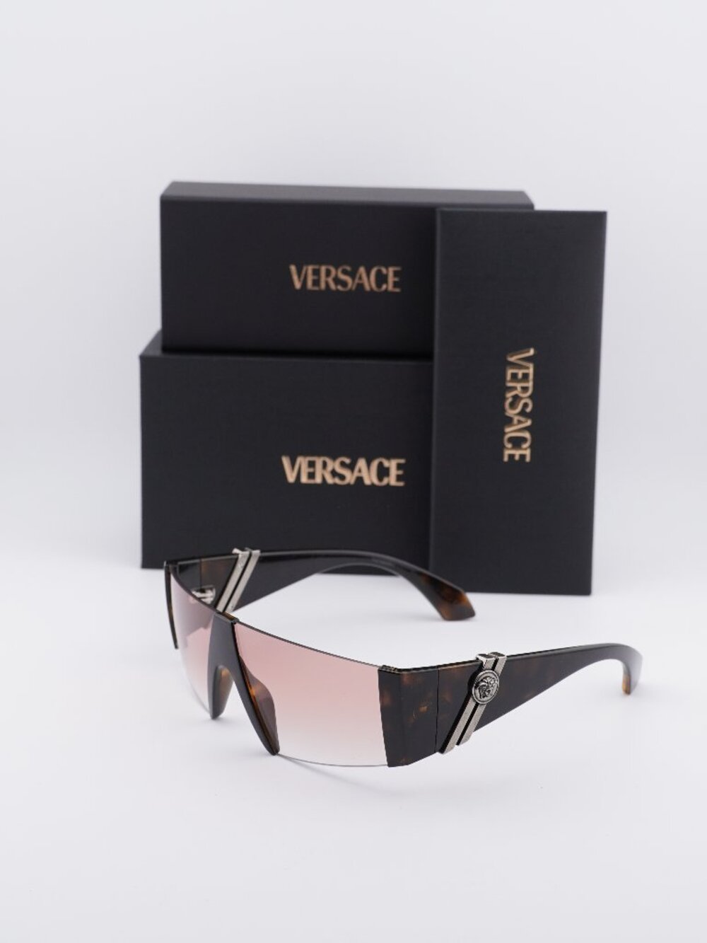 Versace VE4516 108/3B Shield Sunglasses – Havana / Pink